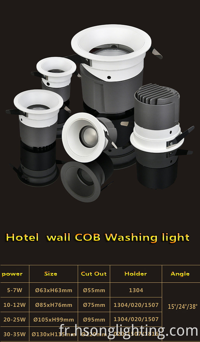 Éclairage commercial Hsong 5W 7W 10W 12W 18W 25W en aluminium intérieur en aluminium Spotlight encastré COB LED pour le magasin de vêtements